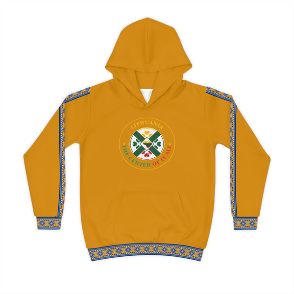 Amber Colored Lithuanian Cosmic Tree Heart Design-Center of it All Youth Hoodie