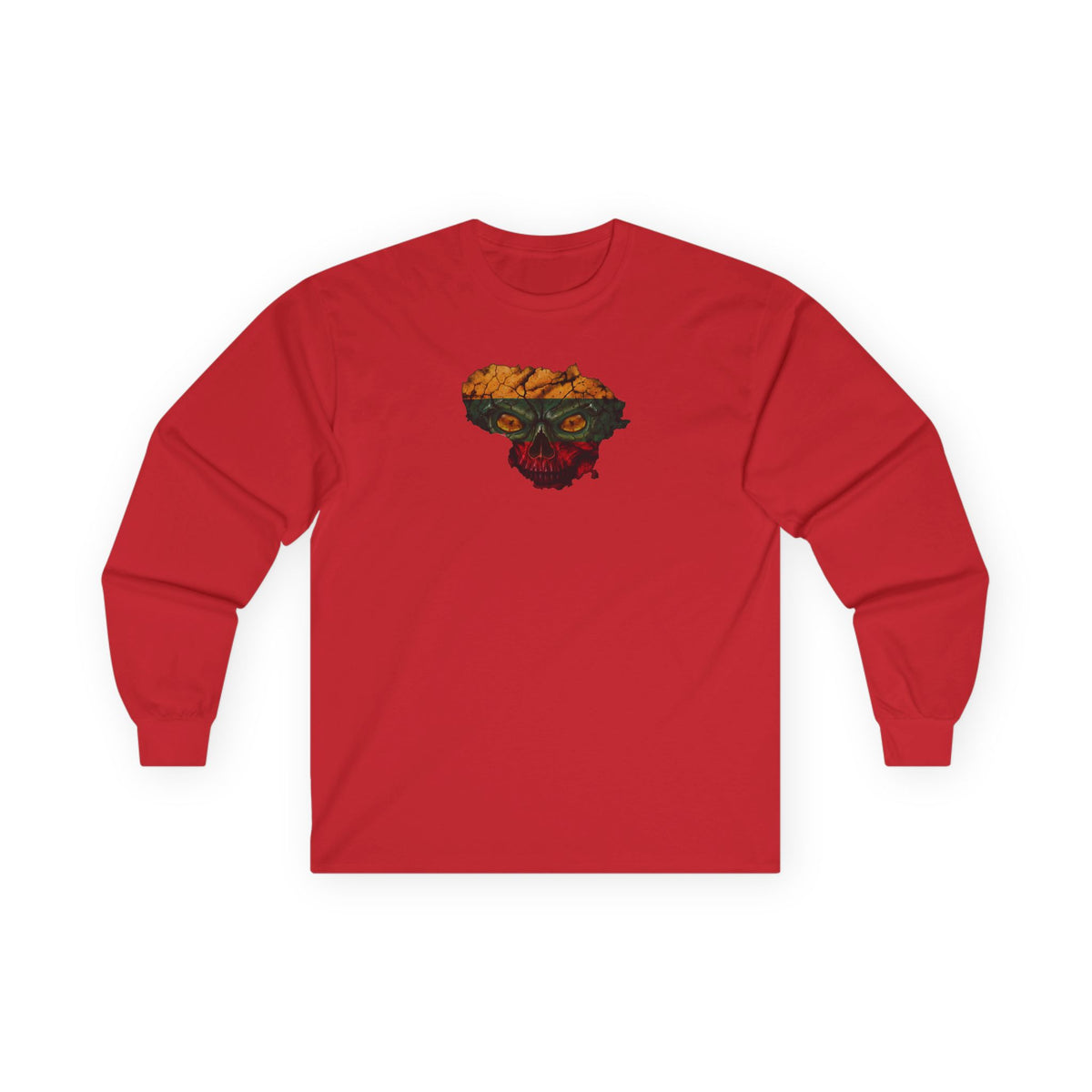 Lithuanian menacing Flag Skull, Unisex Ultra Cotton Long Sleeve Tee