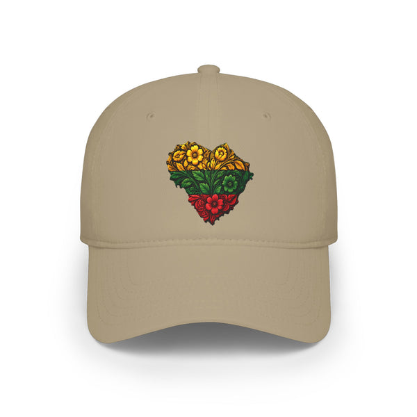 Lithuania Flower Heart, Low Profile Baseball Cap