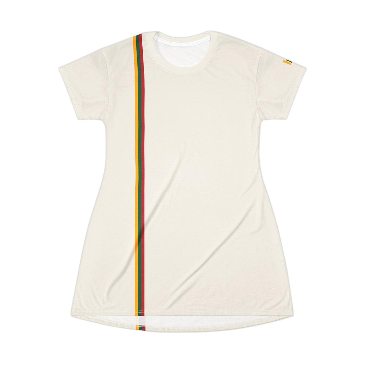 Lithuanian Flag Striped, Stebuklas, T-Shirt Dress, Linen White