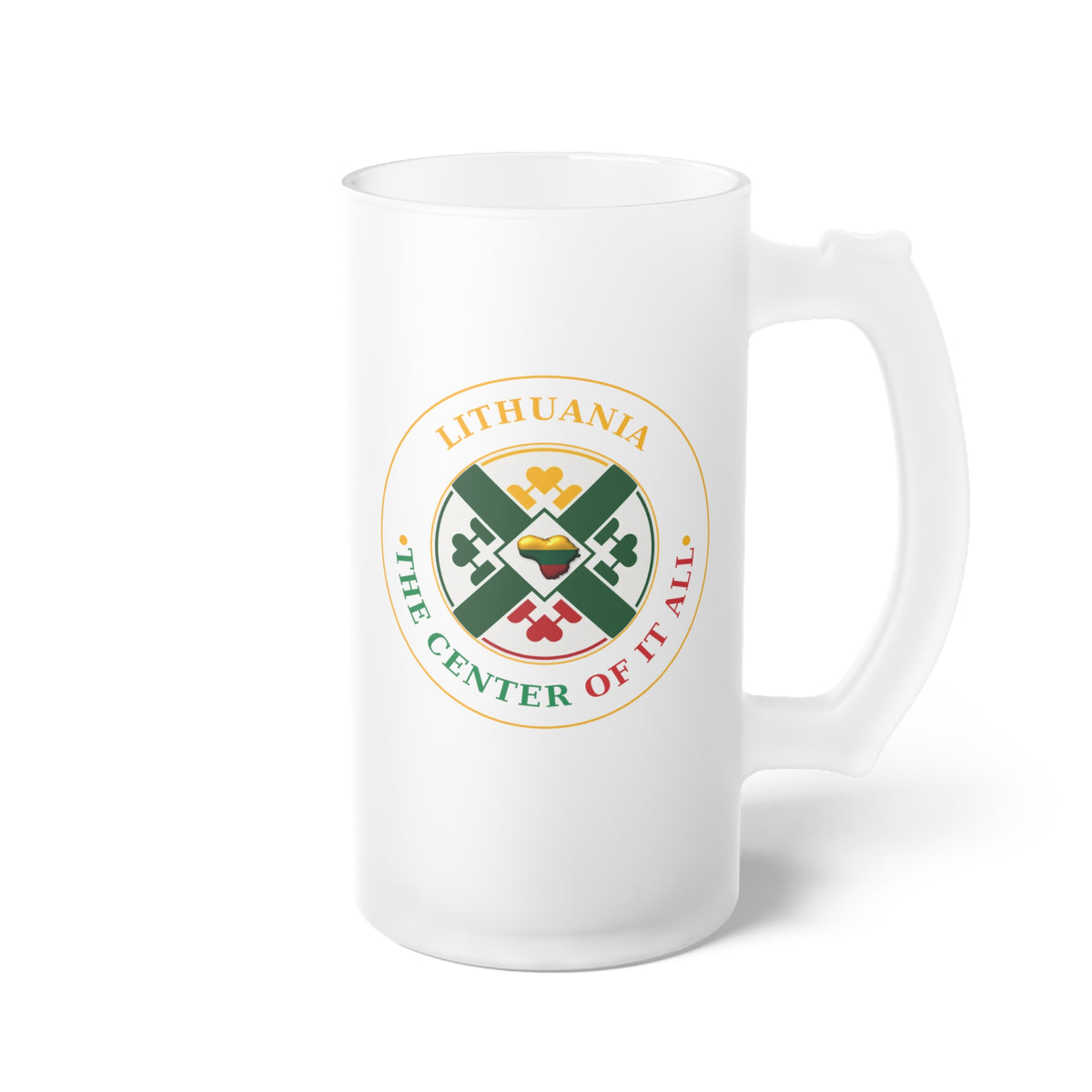 Lithuania the Center of it All, Frosted Glass Beer Mug