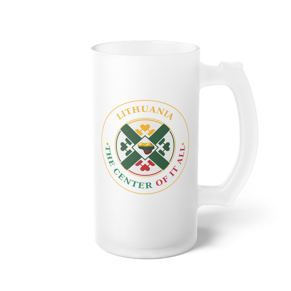 Lithuania the Center of it All, Frosted Glass Beer Mug