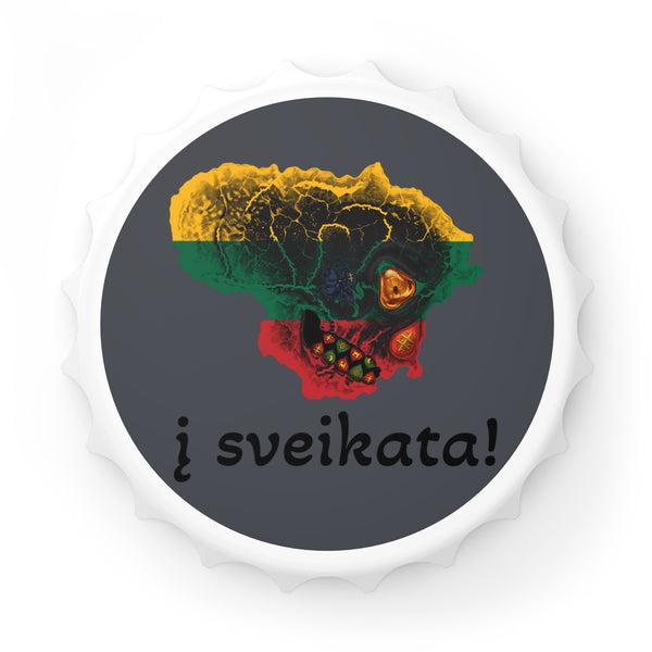 Lithuanian Blackened Flag Skull, Bottle Opener