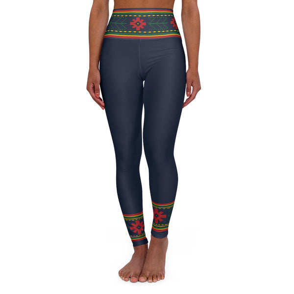 Navy Blue Lithuanian Inspired High Waisted Yoga Leggings