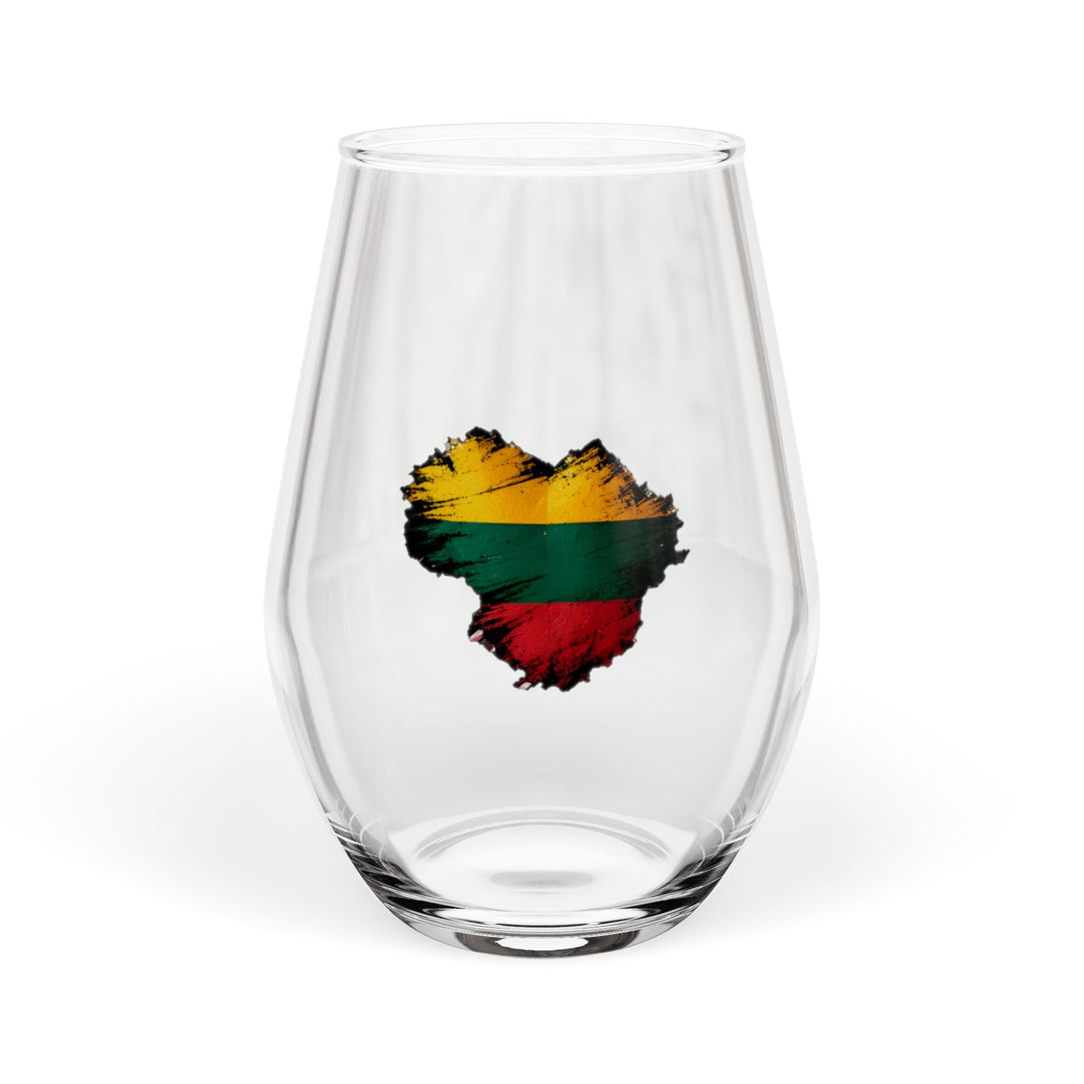 Lithuanian Grunge Heart, Stemless Wine Glass, 11.75oz