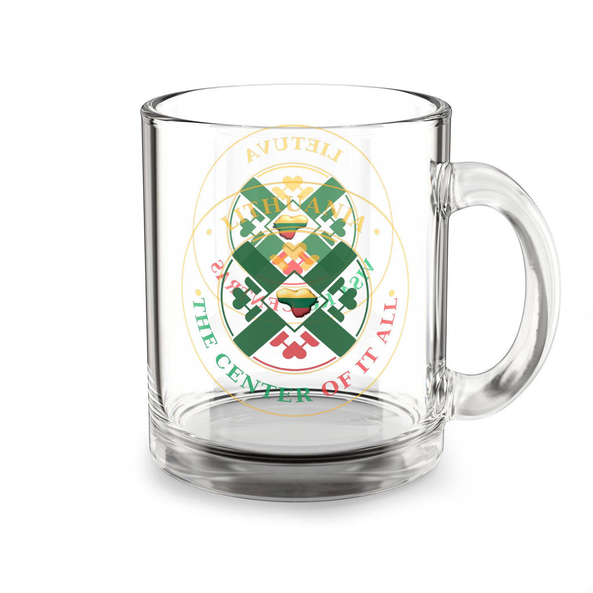 Lithuania The Center of it All, Glass Mug, 10oz