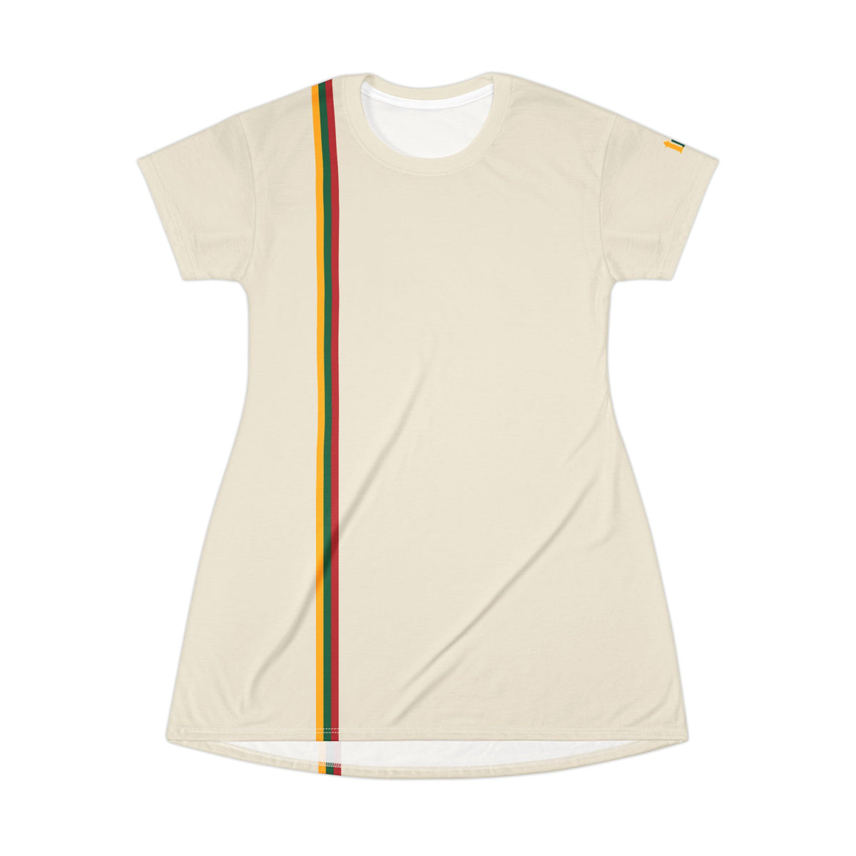 Lithuanian Flag Striped, T-Shirt Dress, Natural Sand