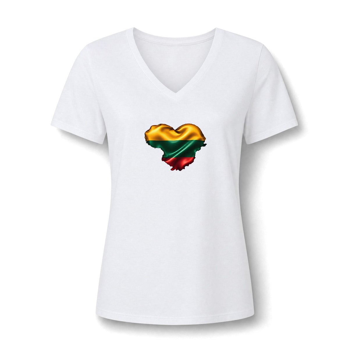 Lithuanian Satin Heart, Women's Relaxed Heather CVC V-Neck Tee