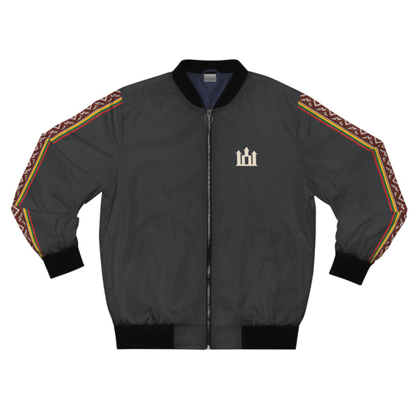 Charcoal Gray Men's Bomber Jacket Modern Lithuanian Tricolor
