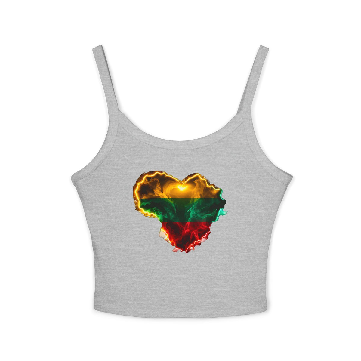 Lithuanian Fire Glow Heart, Women's Spaghetti Strap Tank Top