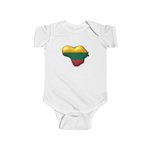 Lithuania Flowered Heart Design Lithuania Center of it All, Bodysuit | Lithuanian Flag Infant Onesie