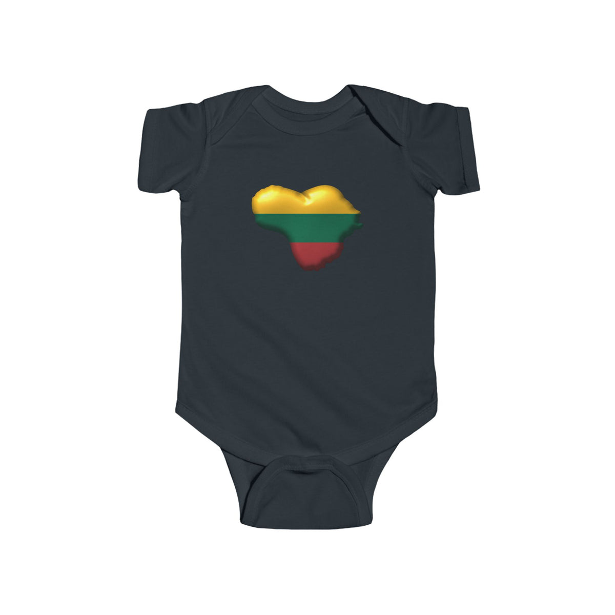 Lithuania Flowered Heart Design Lithuania Center of it All, Bodysuit | Lithuanian Flag Infant Onesie