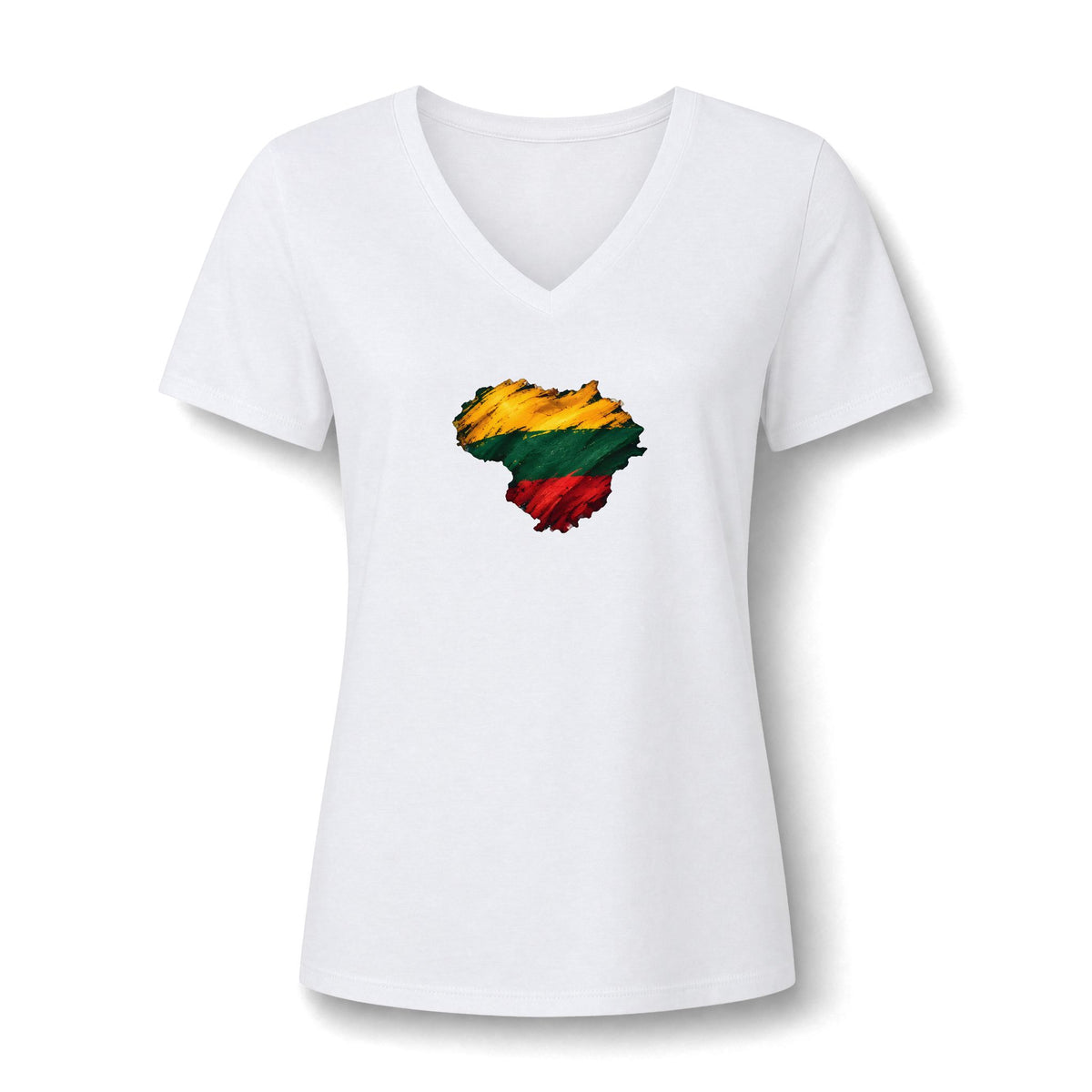 Lithuanian Brushstroke Heart, Women's Relaxed Heather CVC V-Neck Tee