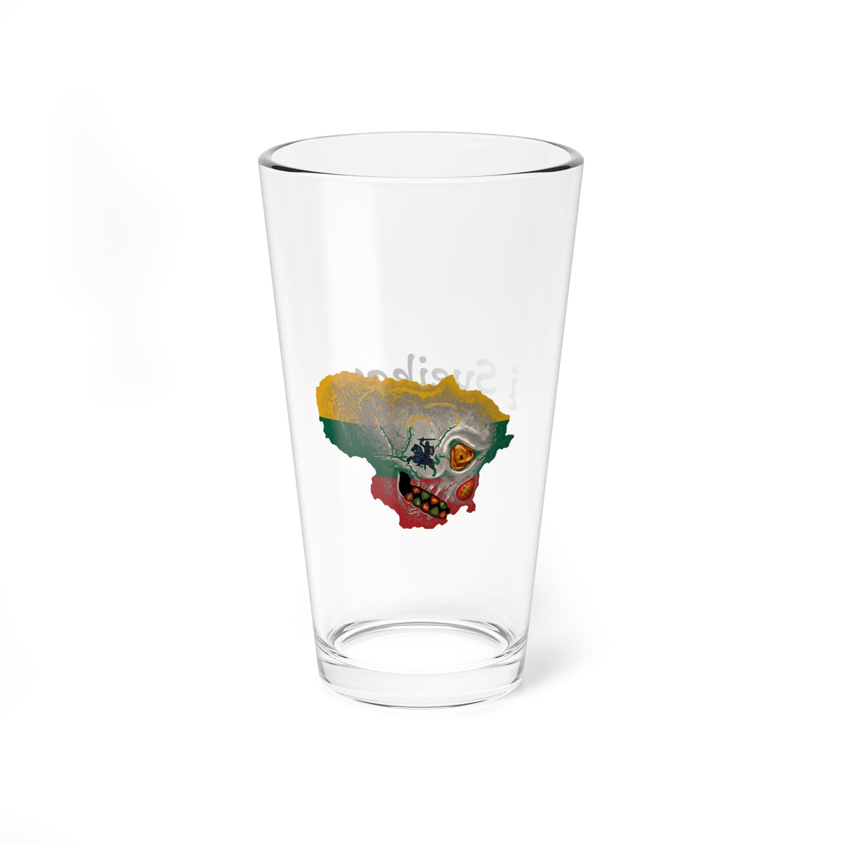 Lithuanian Skull Flag 3, Mixing Glass, 16oz