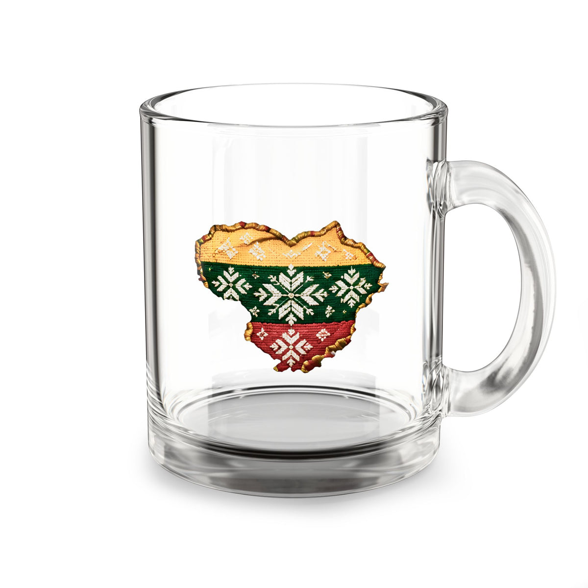 Lithuanian Knit Sweater Heart, Glass Mug, 10oz