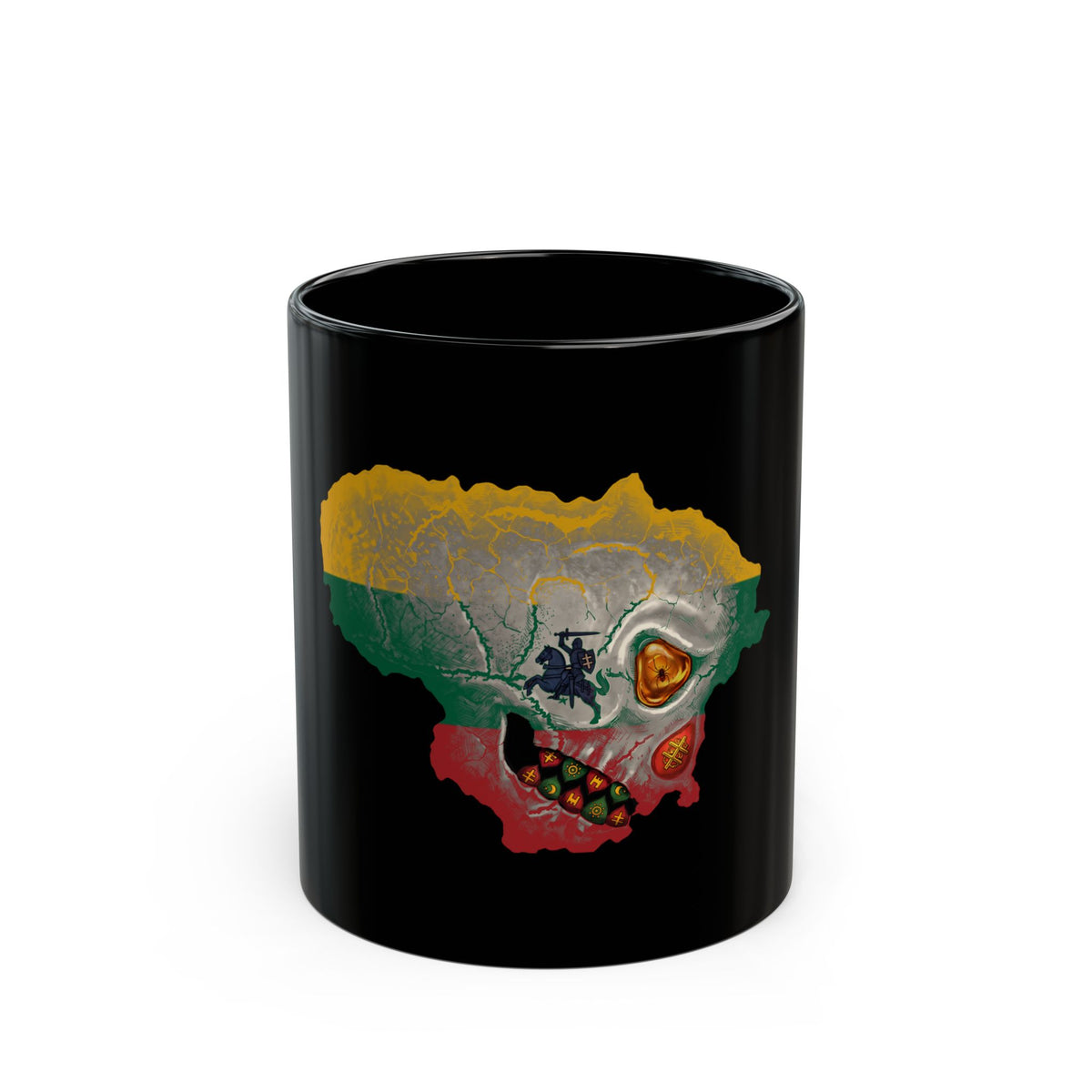 Lithuanian Silver Flag Skull, Mug, Coffee Cup
