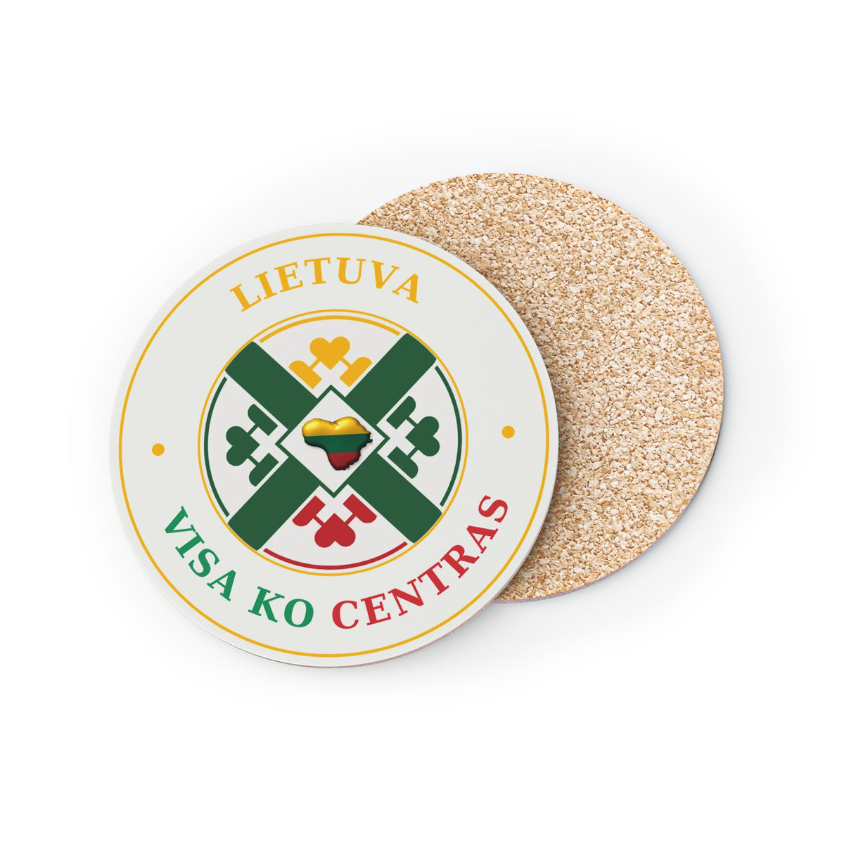 Lithuania The center of it All Logo, Crisp White Coasters