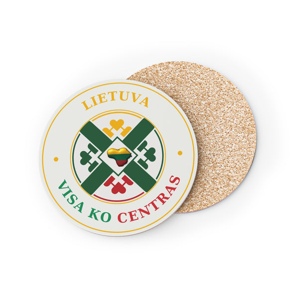 Lithuania The center of it All Logo, Crisp White Coasters