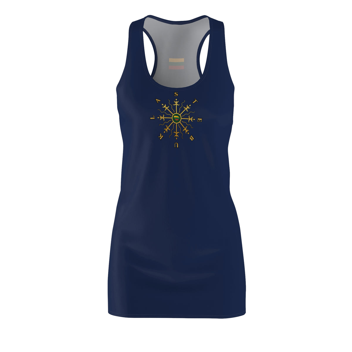 Stebukla Solar Cross, Women's Cut & Sew Racerback Dress, Forest Green