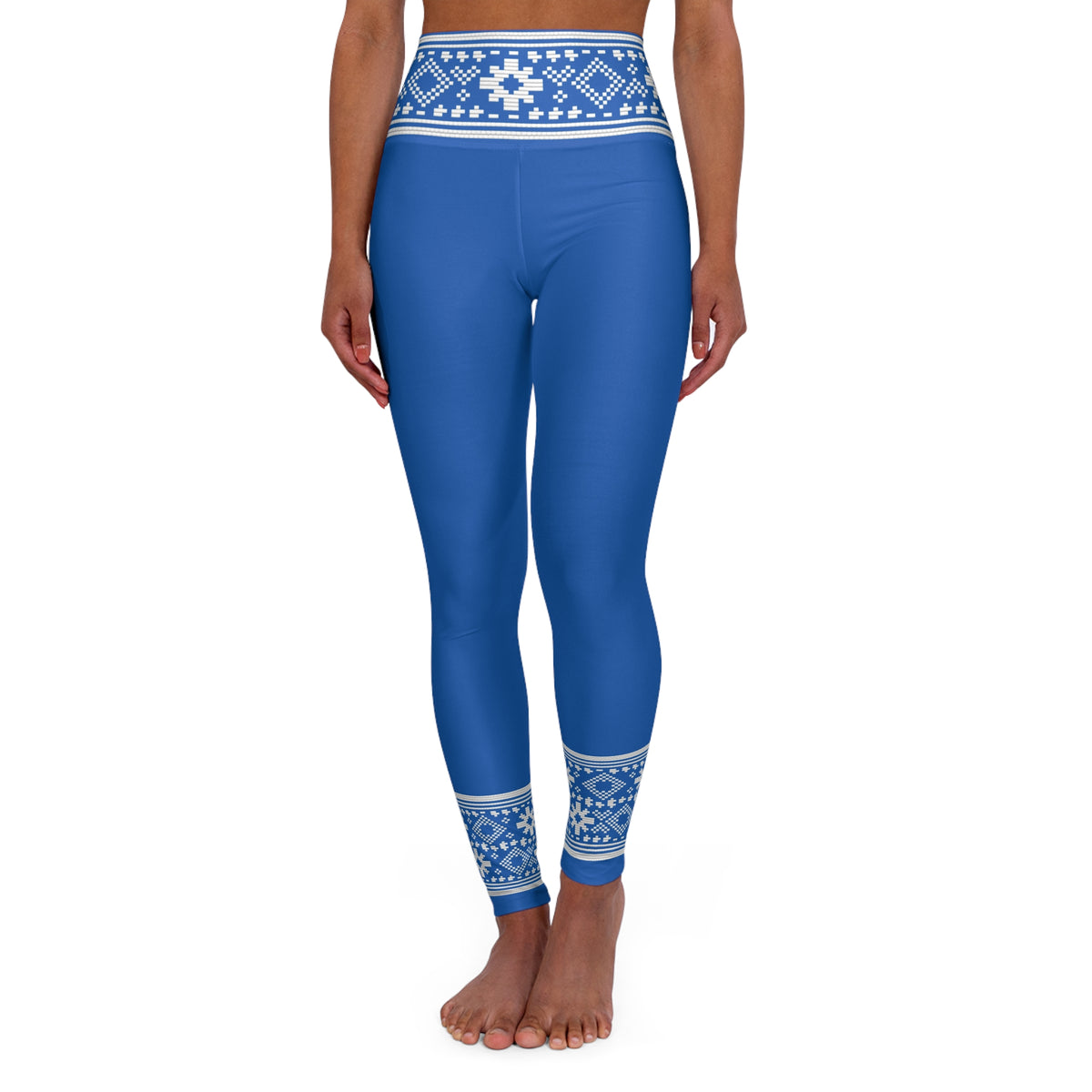 Light Blue Lithuanian Inspired High Waisted Yoga Leggings