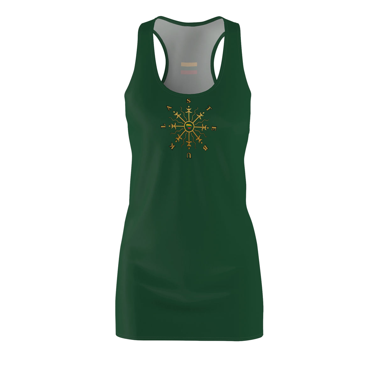 Stebukla Solar Cross, Women's Cut & Sew Racerback Dress, Forest Green