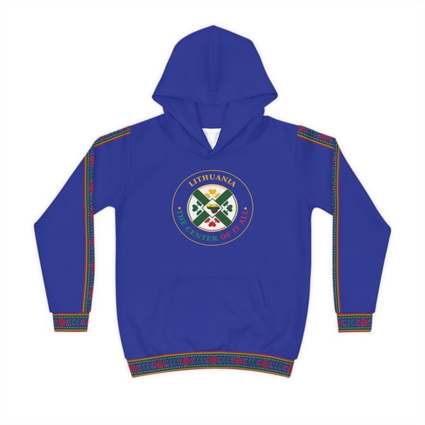 Blue Lithuanian Design Lithuanian Cosmic Tree Heart Design-Center of it All Youth Hoodie