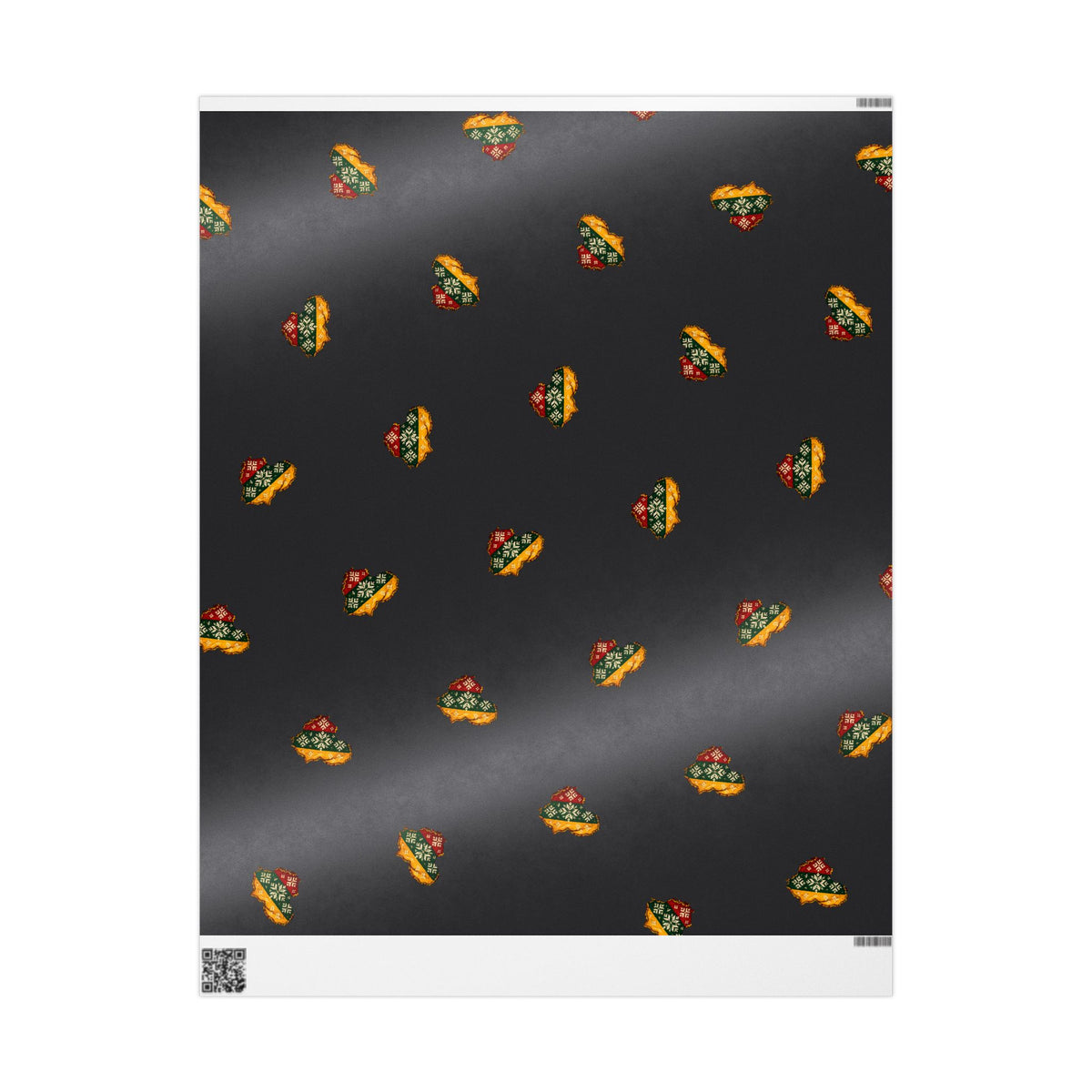Lithuanian Knit Sweater Heart, Wrapping Paper, Charcoal