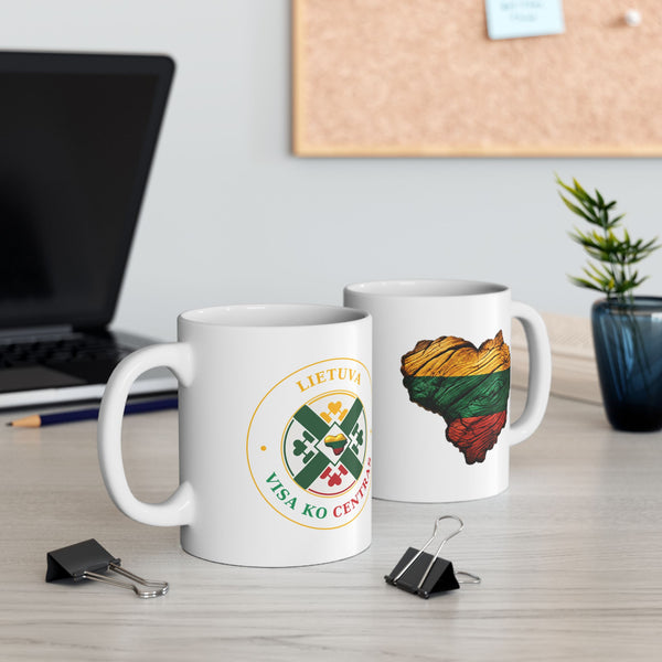 Lietuva Visa Ko Centras, Lithuanian wooden Heart Design Coffee Mug