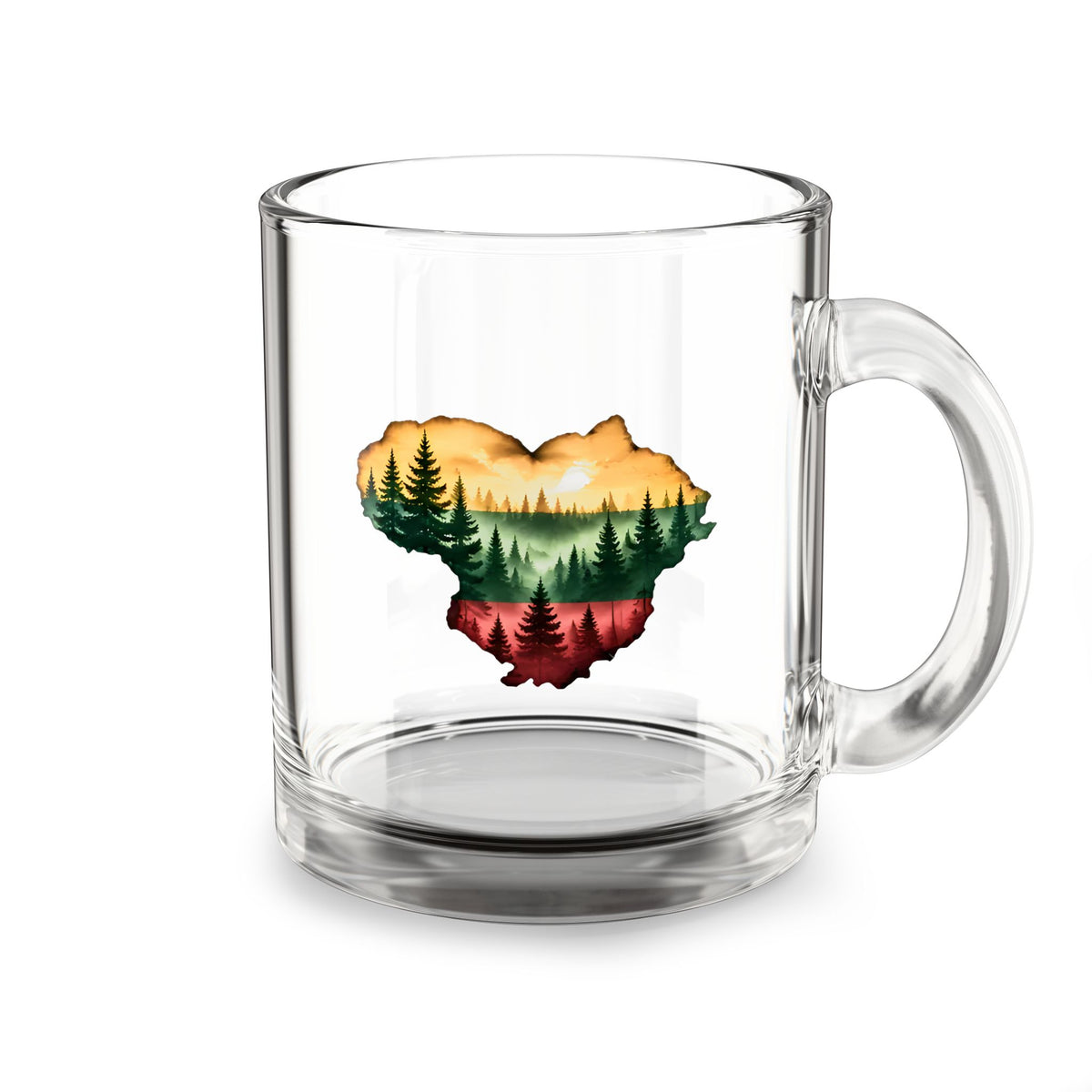 Lithuanian Forest Heart, Glass Mug, 10oz
