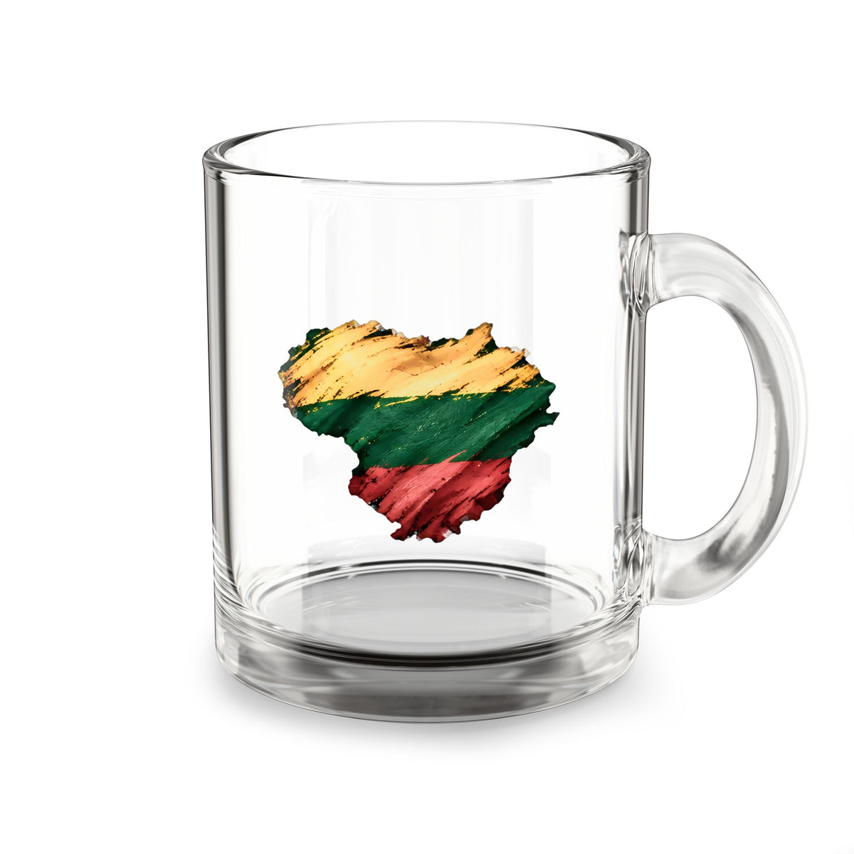 Lithuanian Brushstroke Heart, Glass Mug, 10oz