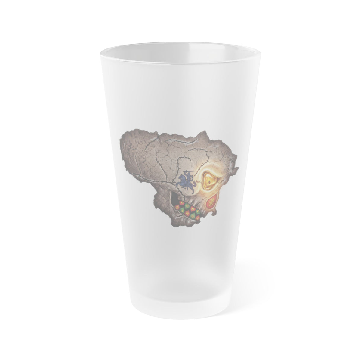 Lithuanian Skull Design, Frosted Pint Glass, 16oz