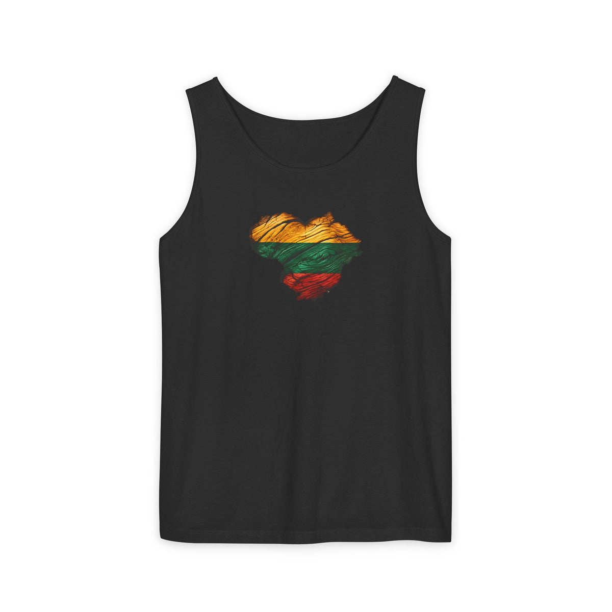 Lithuanian Carved Wood Heart Unisex Garment-Dyed Tank Top