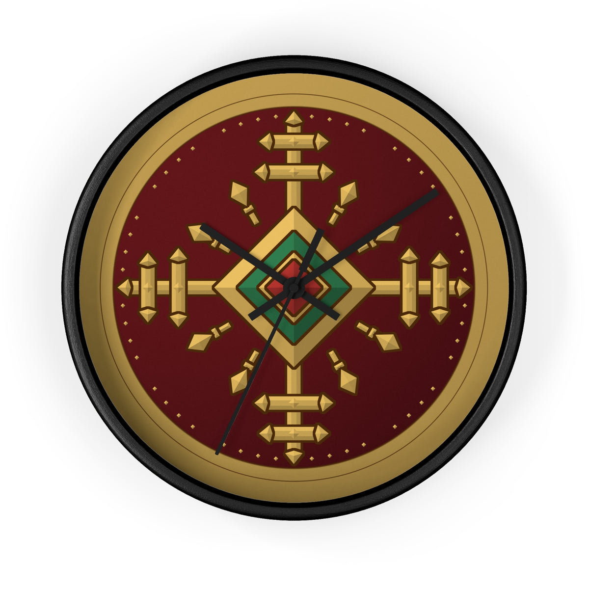 Cross of Vytis, Lithuanian influenced, Burgundy Wall Clock