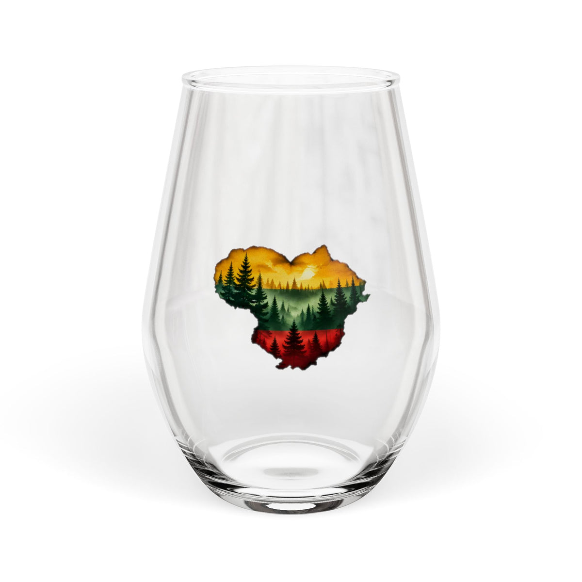 Lithuanian Forest Heart, Stemless Wine Glass, 11.75oz