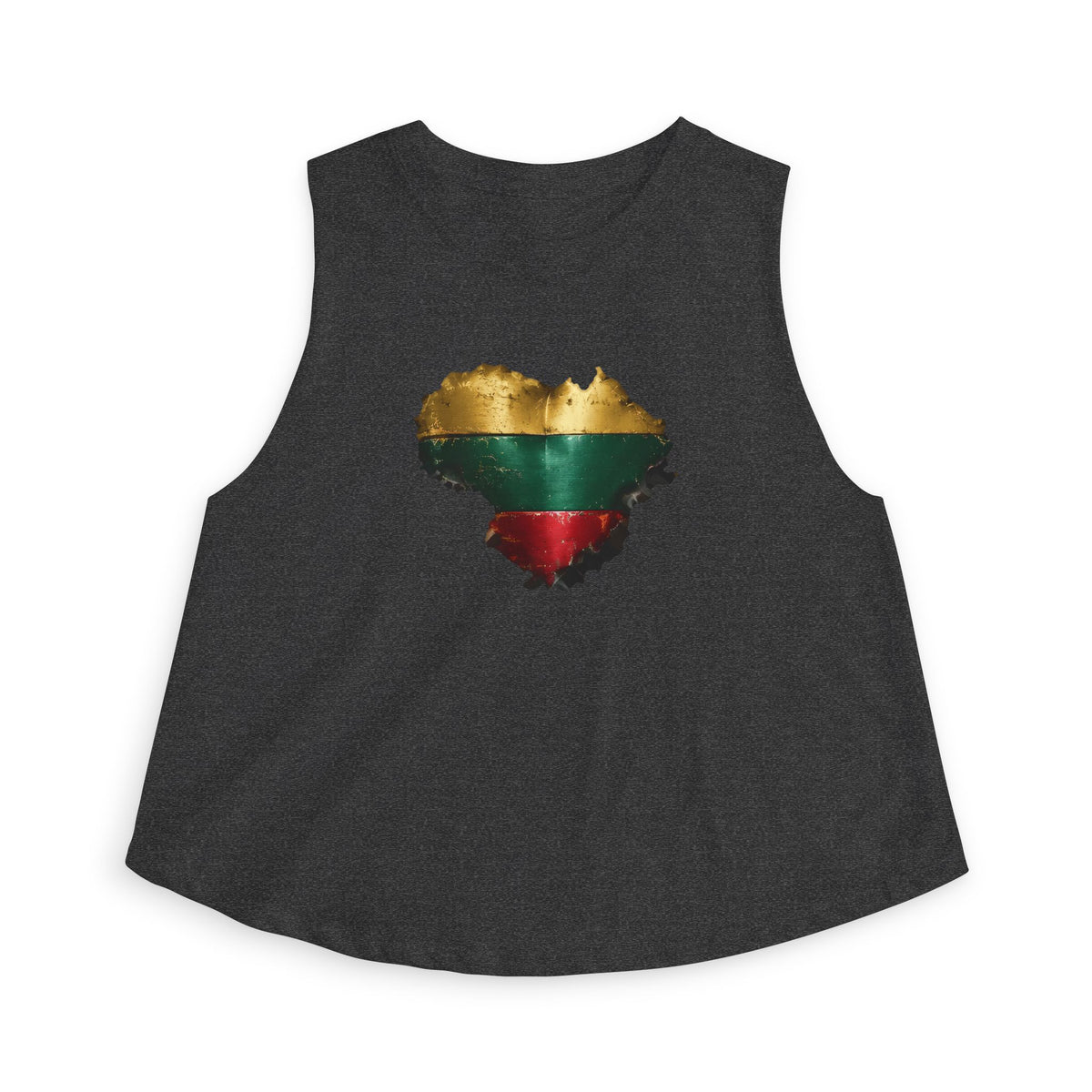 Lithuanian Weathered Metal Heart, Women's Crop Top
