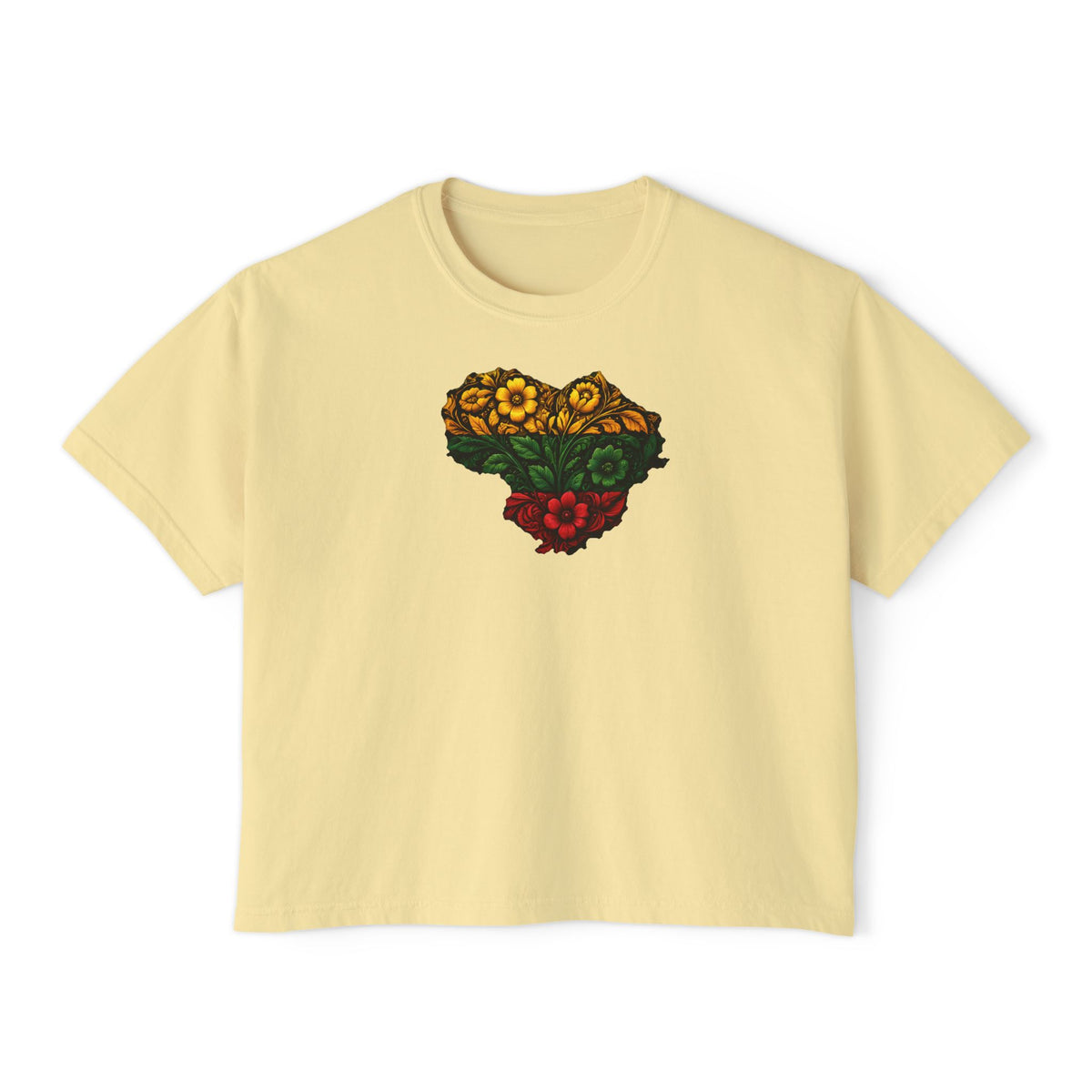 Lithuania Floral Heart, Women's Boxy Tee