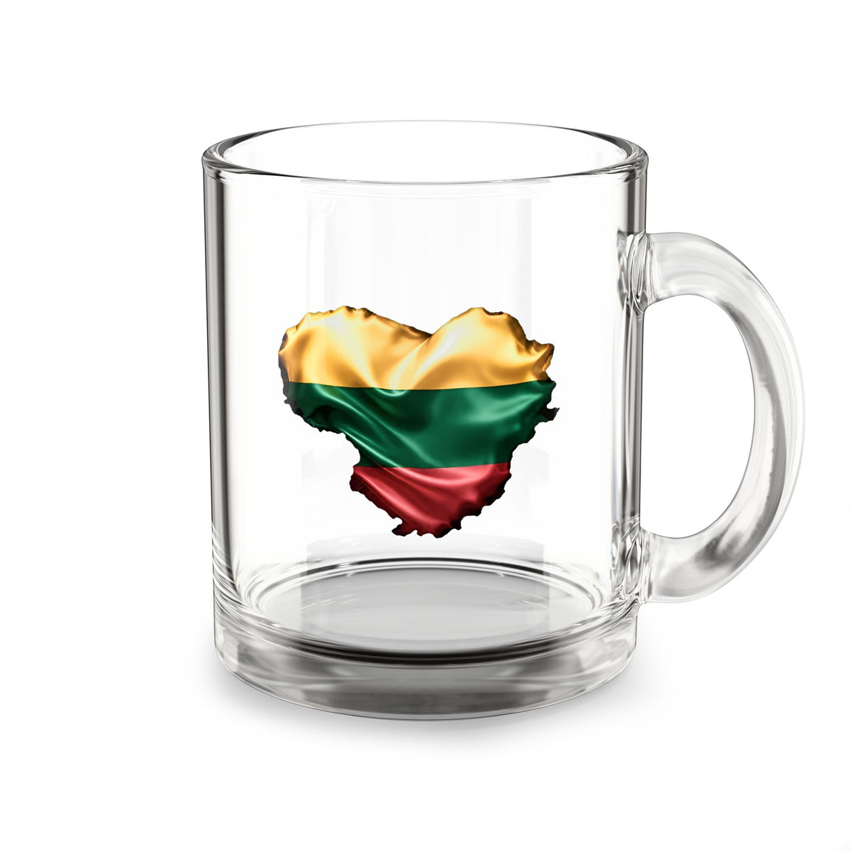 Lithuanian Satin Heart, Glass Mug, 10oz