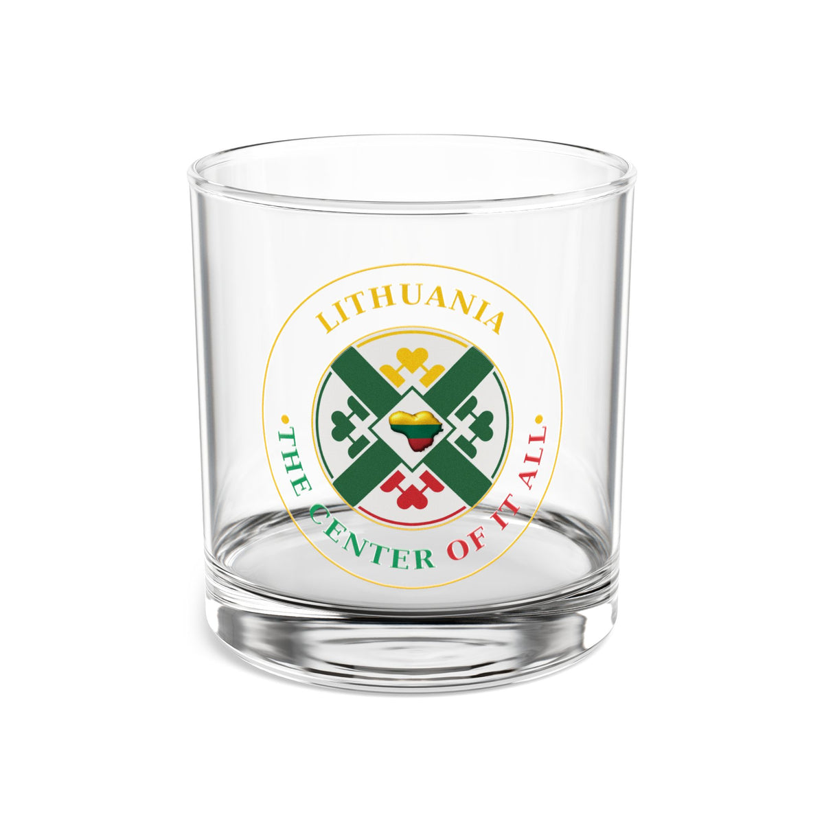 Lithuania, The Center of it All Logo, Rocks Glass, 10oz