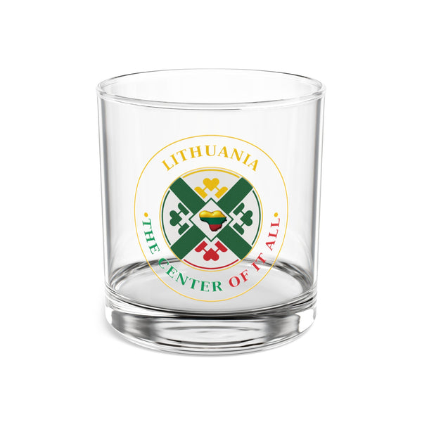 Lithuania, The Center of it All Logo, Rocks Glass, 10oz