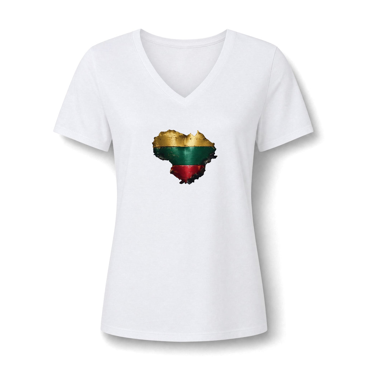 Lithuanian Weathered Metal Heart, Women's Relaxed Heather CVC V-Neck Tee