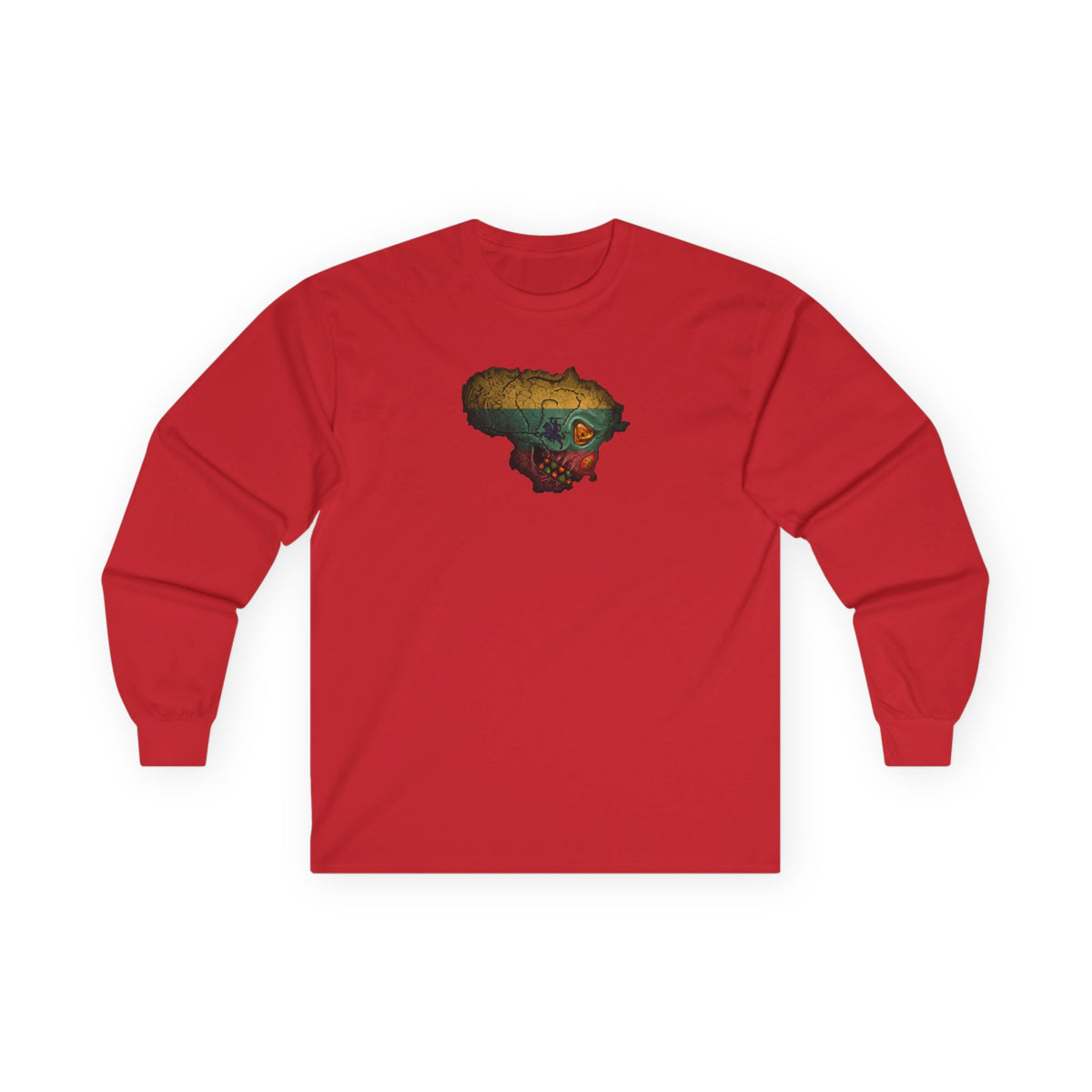 Lithuanian Weathered Flag Skull, Unisex Ultra Cotton Long Sleeve Tee