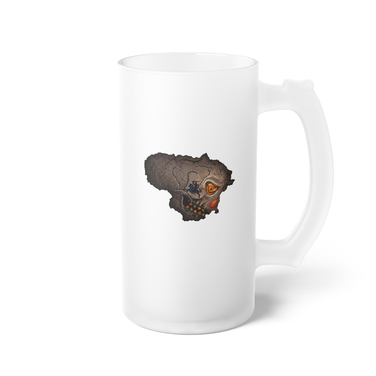 Lithuanian Skull, Lietuva Visa Ko Centras (Black); Frosted Glass Beer Mug