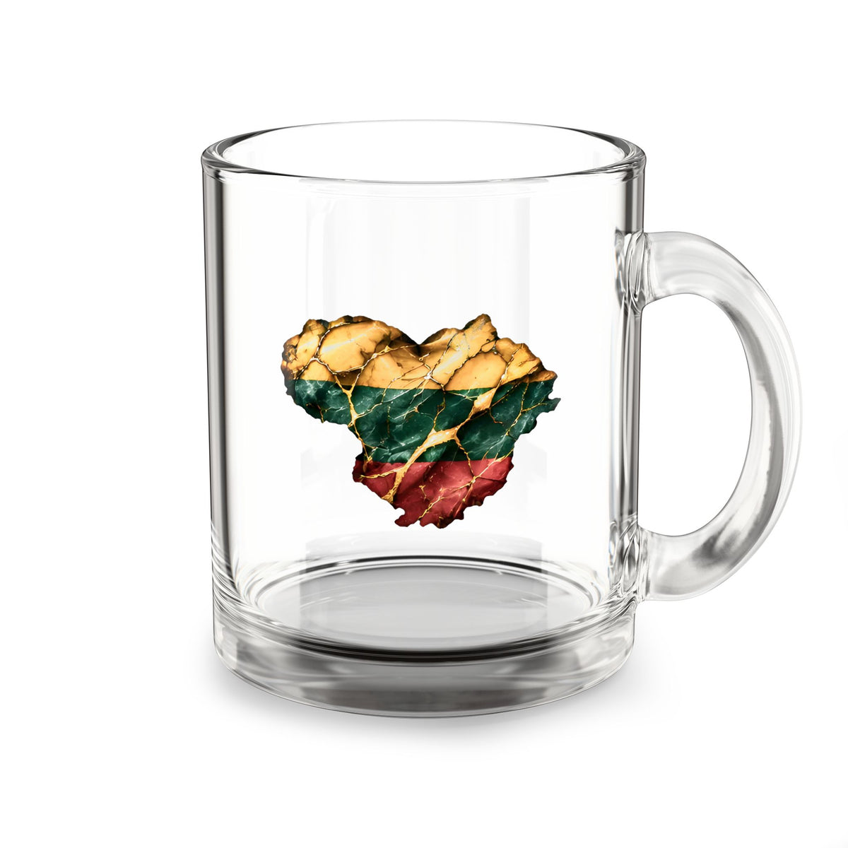 Lithuanian Marble Heart, Glass Mug, 10oz