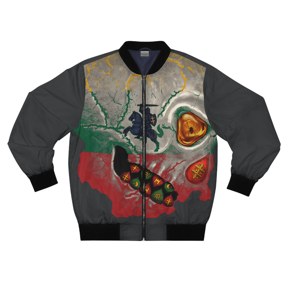 Lithuanian Silver Flag Skull, Men's Bomber Jacket
