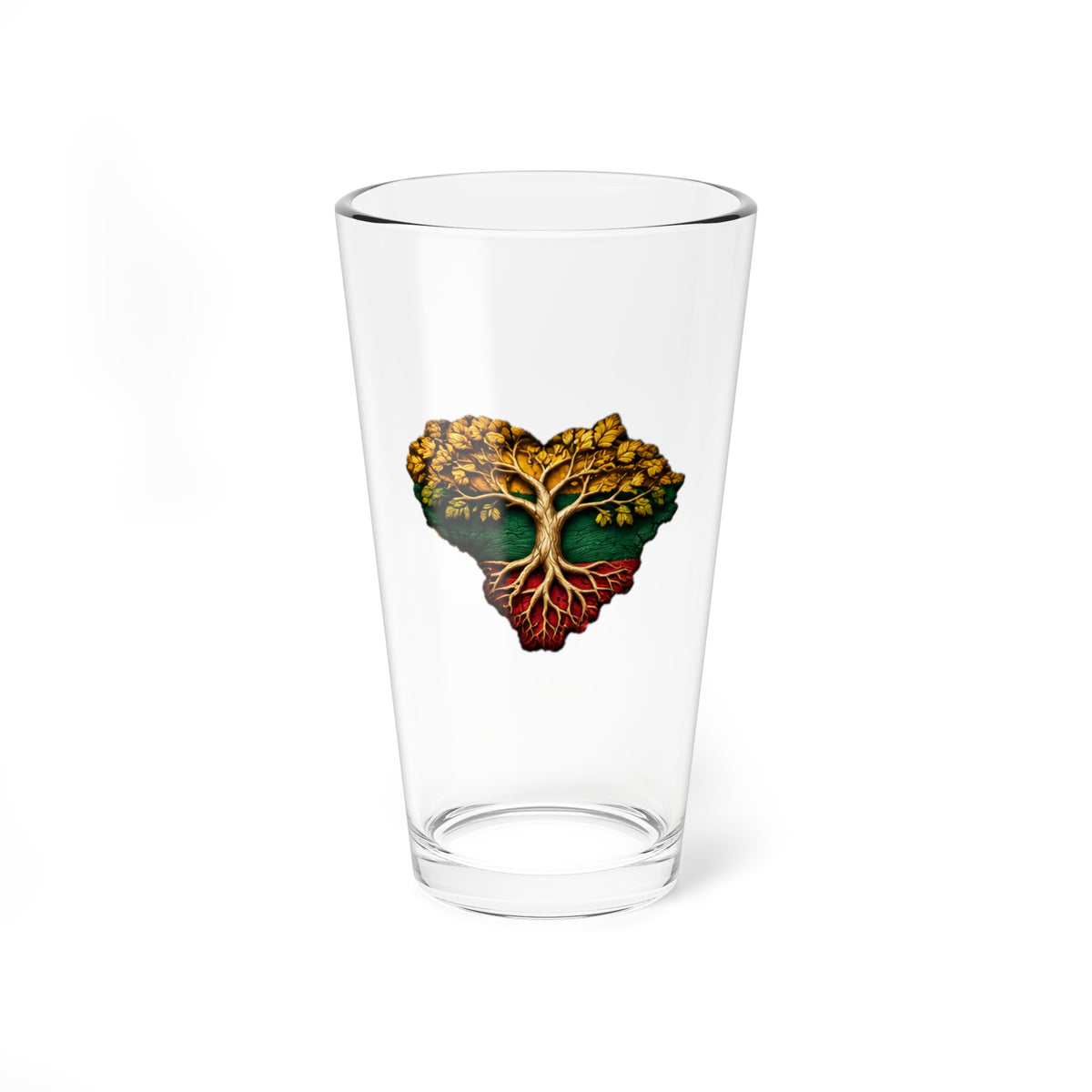 Lithuania Tree of Life Heart Design, Mixing Glass, 16oz