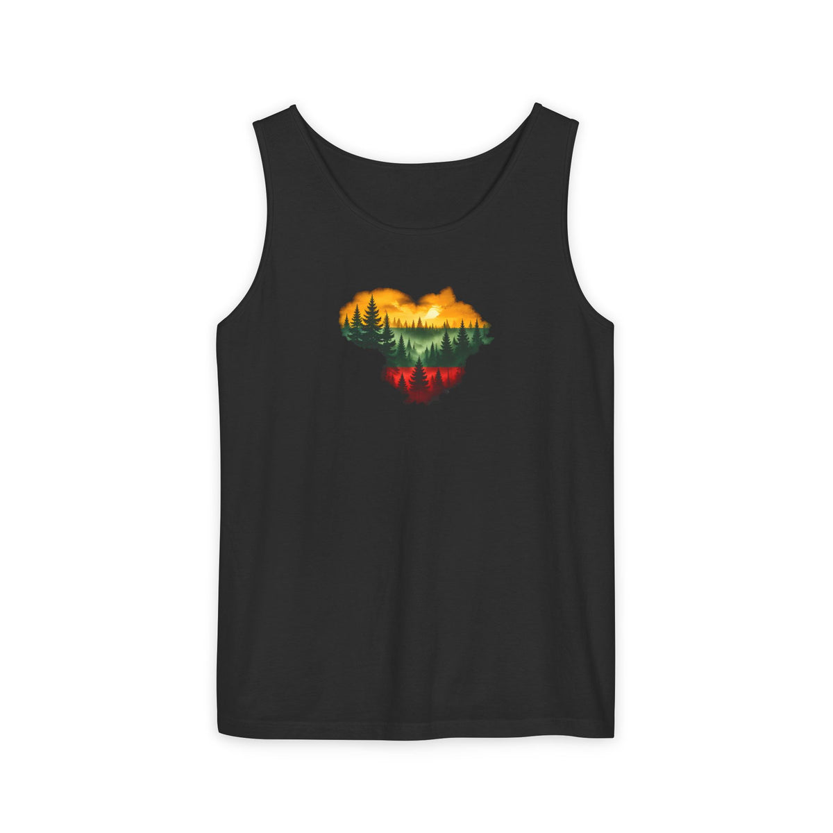 Lithuanian Forest Heart, Unisex Garment-Dyed Tank Top