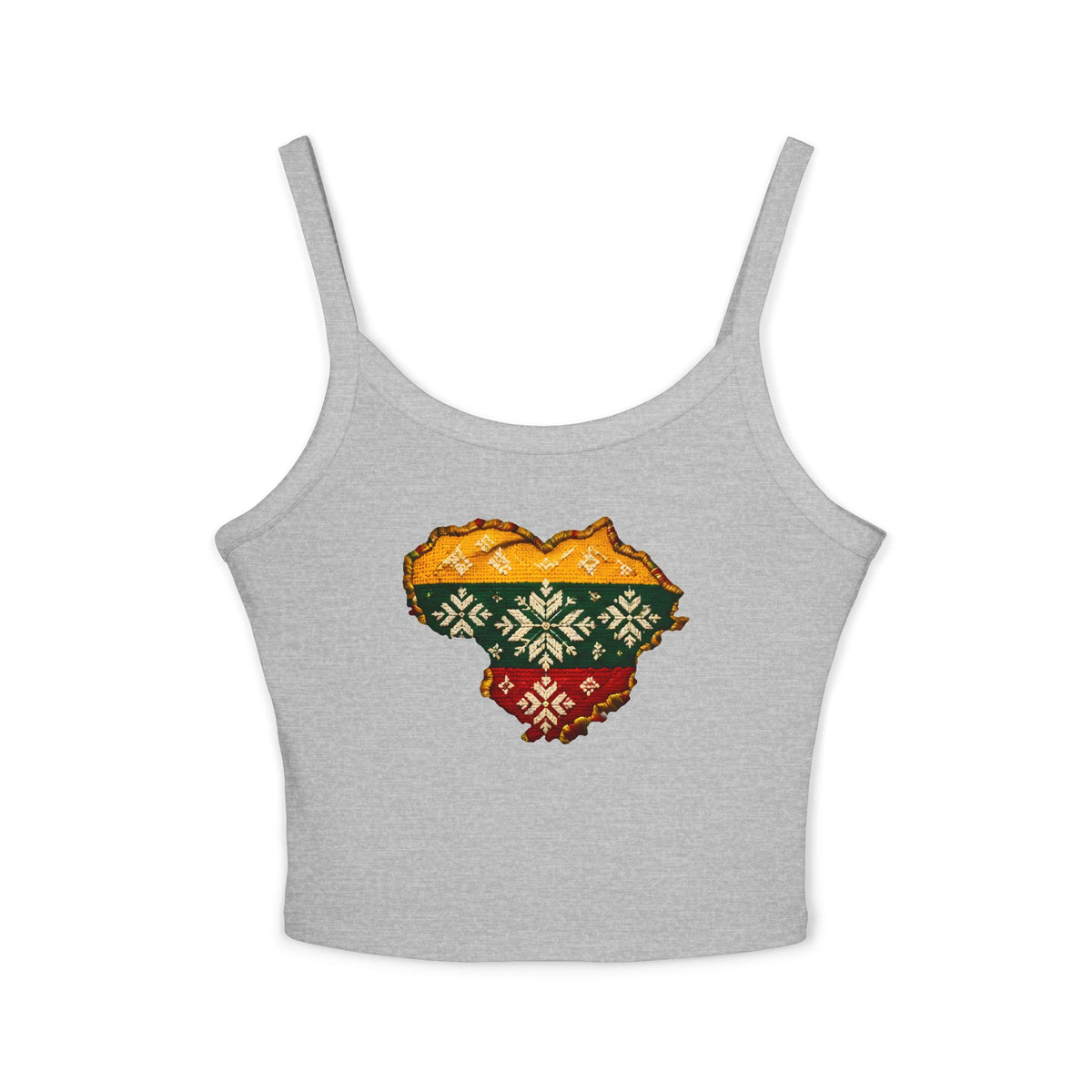 Lithuanian Knit Sweater Heart, Women's Spaghetti Strap Tank Top