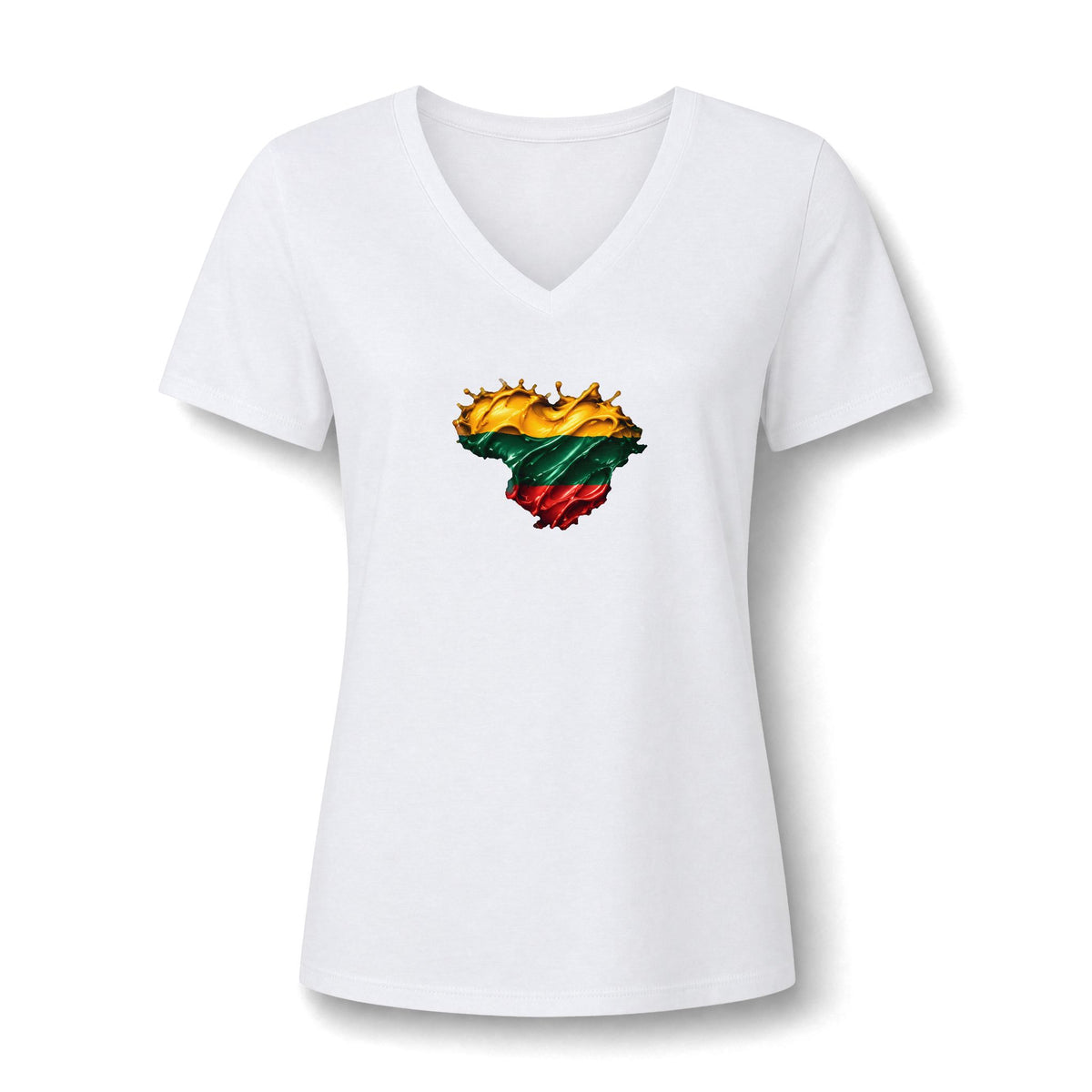 Lithuanian Paint Splash Heart, Women's Relaxed Heather CVC V-Neck Tee