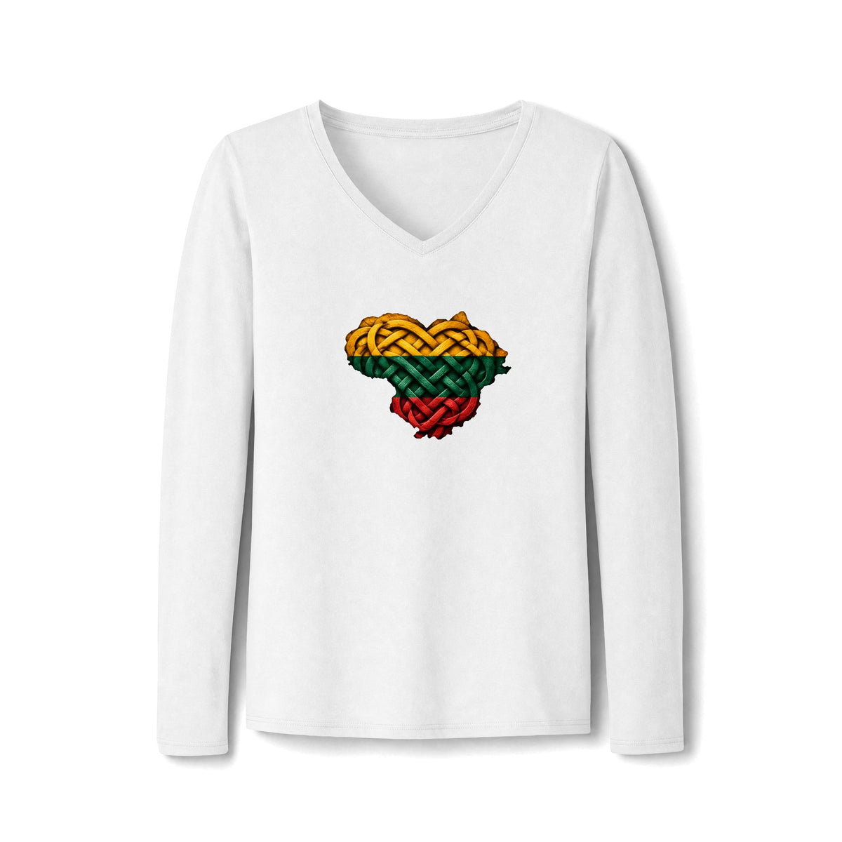 Lithuanian Celtic Knot Heart, Women's Long Sleeve Fan Favorite V-Neck Tee