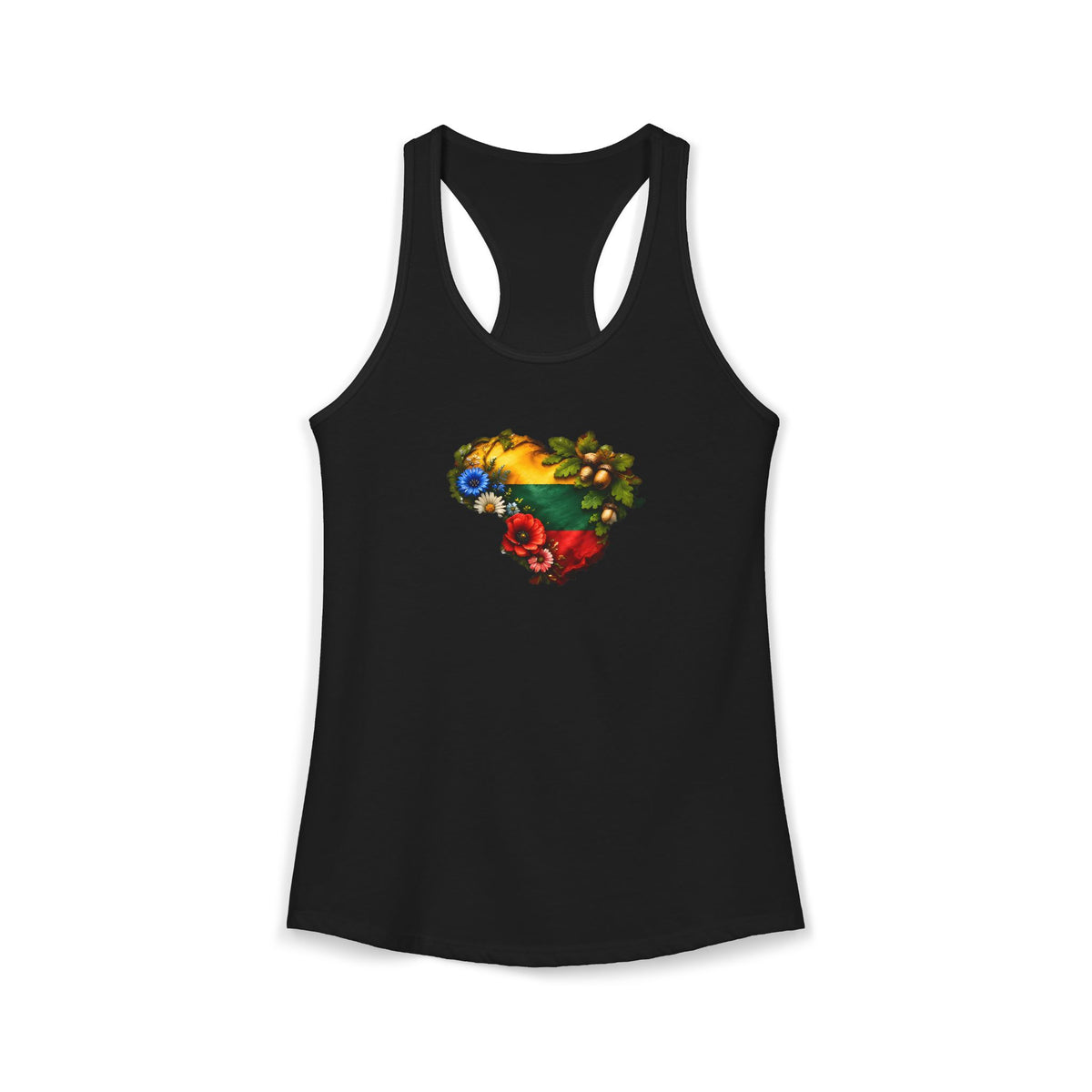 Lithuanian Wildflowers Heart, Women's Ideal Racerback Tank